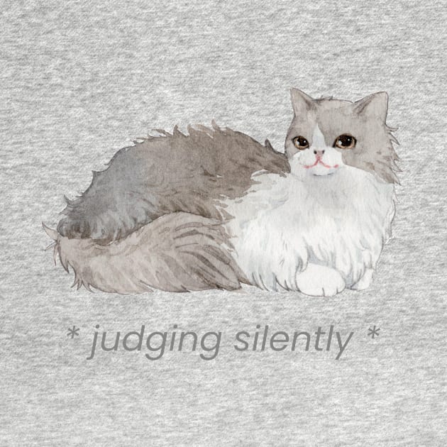 Judging silently cat front print by Los Babyos